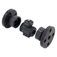 Кран шаровый фланцевый под привод пластиковый (3PC), UPVC, DN20 (d25), PN10