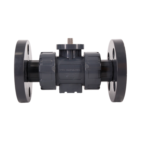 Кран шаровый фланцевый под привод пластиковый (3PC), UPVC, DN20 (d25), PN10