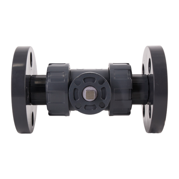 Кран шаровый фланцевый под привод пластиковый (3PC), UPVC DN15 (d20), PN10