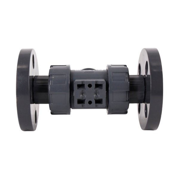 Кран шаровый фланцевый под привод пластиковый (3PC), UPVC, DN20 (d25), PN10