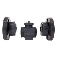 Кран шаровый фланцевый под привод пластиковый (3PC), UPVC, DN20 (d25), PN10