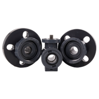 Кран шаровый фланцевый под привод пластиковый (3PC), UPVC, DN20 (d25), PN10