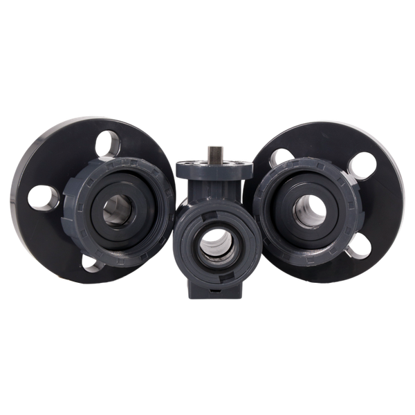 Кран шаровый фланцевый под привод пластиковый (3PC), UPVC, DN20 (d25), PN10