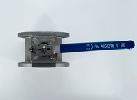 Кран шаровый межфланцевый под привод нержавеющий (1PC), AISI316 DN 100 (4"), (CF8M), PN16