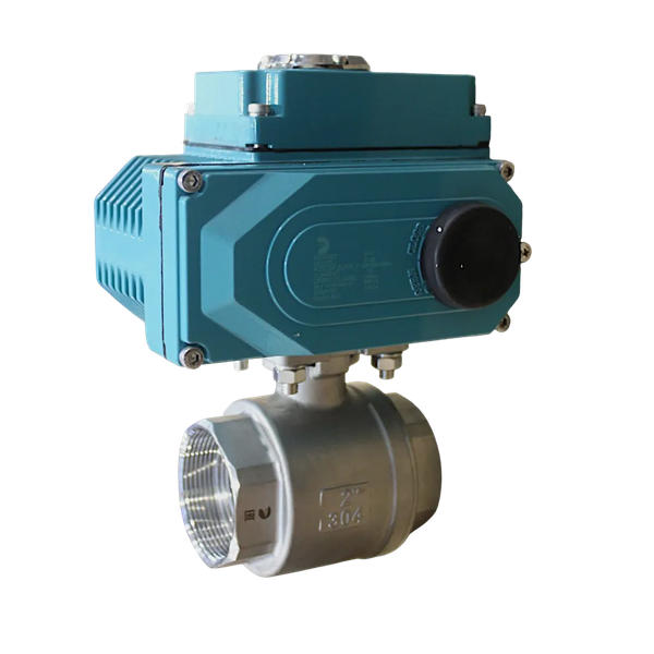 Кран шаровый муфтовый (2PC), AISI304 DN50 (2"), с электроприводом AC 220V (С-10)