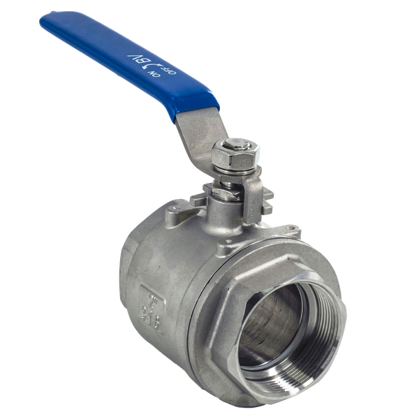 Кран шаровый муфтовый двусоставной нержавеющий (2PC), AISI304 DN50 (2"), (CF8), PN40