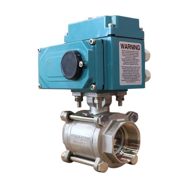 Кран шаровый муфтовый (3PC), AISI304 DN50 (2"), с электроприводом AC 220V (С-05)