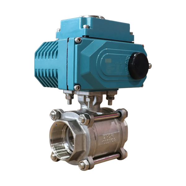 Кран шаровый муфтовый (3PC), AISI304 DN50 (2"), с электроприводом AC 220V (С-05)