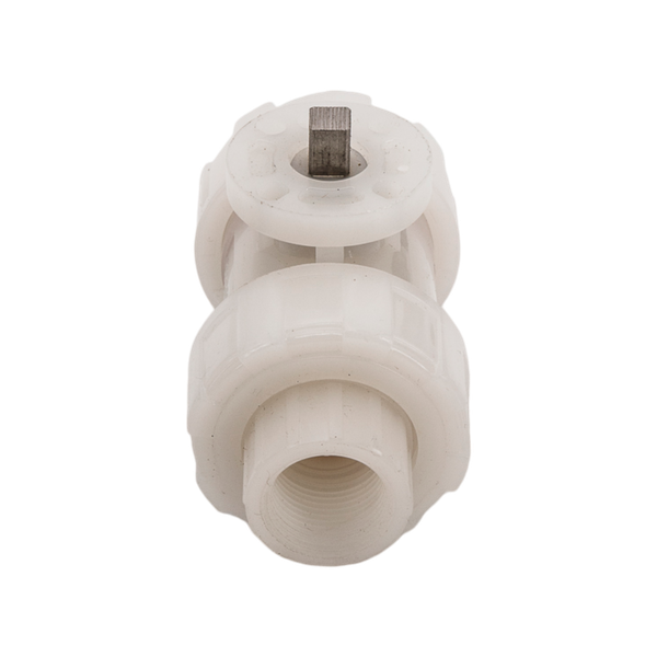 Кран шаровый муфтовый под привод пластиковый (3PC), PVDF, DN20 (d25), PN10