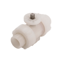 Кран шаровый муфтовый под привод пластиковый (3PC), PVDF, DN20 (d25), PN10
