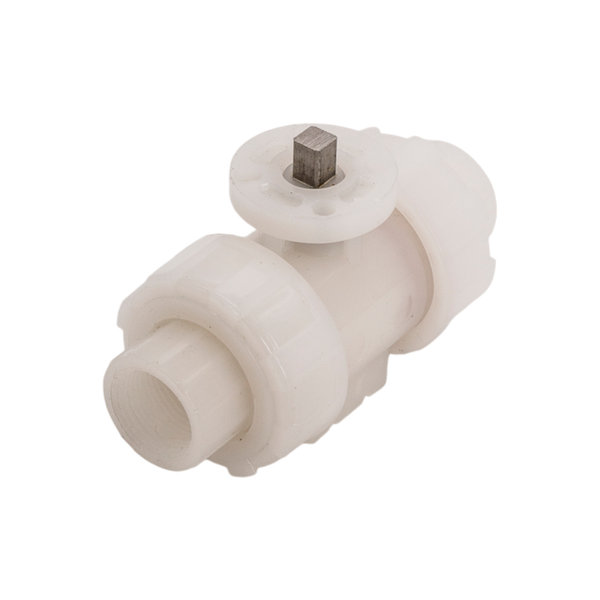 Кран шаровый муфтовый под привод пластиковый (3PC), PVDF, DN20 (d25), PN10