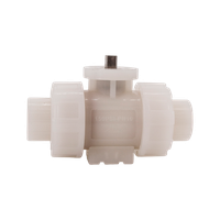 Кран шаровый муфтовый под привод пластиковый (3PC), PVDF, DN25 (d32), PN10