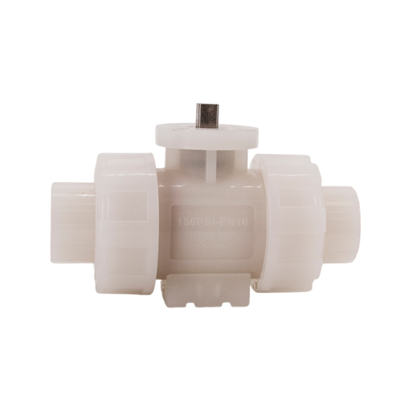 Кран шаровый муфтовый под привод пластиковый (3PC), PVDF, DN25 (d32), PN10
