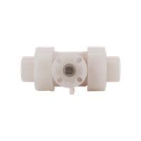 Кран шаровый муфтовый под привод пластиковый (3PC), PVDF, DN25 (d32), PN10