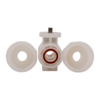 Кран шаровый муфтовый под привод пластиковый (3PC), PVDF, DN25 (d32), PN10