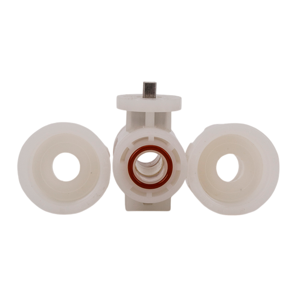 Кран шаровый муфтовый под привод пластиковый (3PC), PVDF, DN25 (d32), PN10