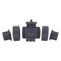 Кран шаровый муфтовый под привод пластиковый (3PC), UPVC, DN20 (d25), PN10