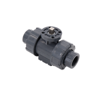 Кран шаровый муфтовый под привод пластиковый (3PC), UPVC, DN20 (d25), PN10