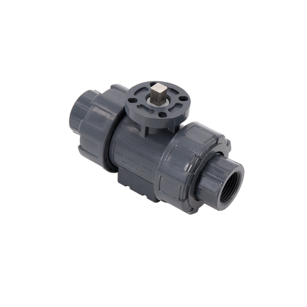 Кран шаровый муфтовый под привод пластиковый (3PC), UPVC, DN20 (d25), PN10