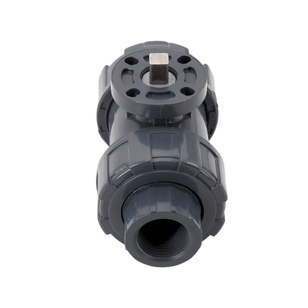 Кран шаровый муфтовый под привод пластиковый (3PC), UPVC, DN20 (d25), PN10