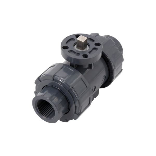 Кран шаровый муфтовый под привод пластиковый (3PC), UPVC, DN25 (d32), PN10