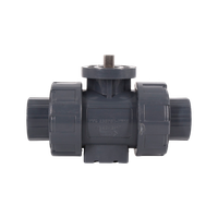 Кран шаровый муфтовый под привод пластиковый (3PC), UPVC, DN20 (d25), PN10