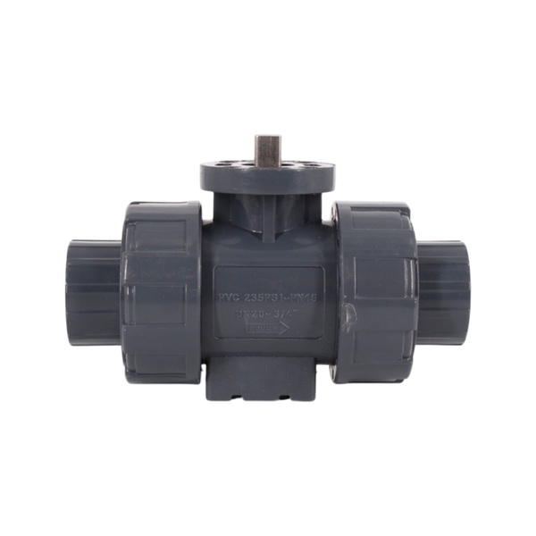 Кран шаровый муфтовый под привод пластиковый (3PC), UPVC, DN20 (d25), PN10
