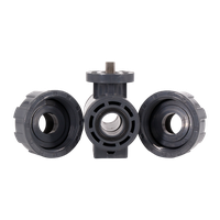 Кран шаровый муфтовый под привод пластиковый (3PC), UPVC, DN20 (d25), PN10