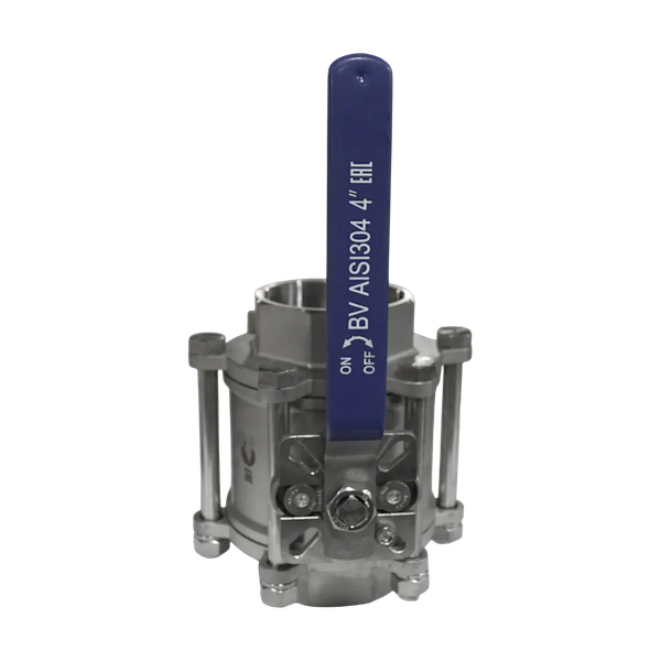 Кран шаровый муфтовый под привод нержавеющий (3PC), AISI304 DN100 (4"), (CF8), PN25