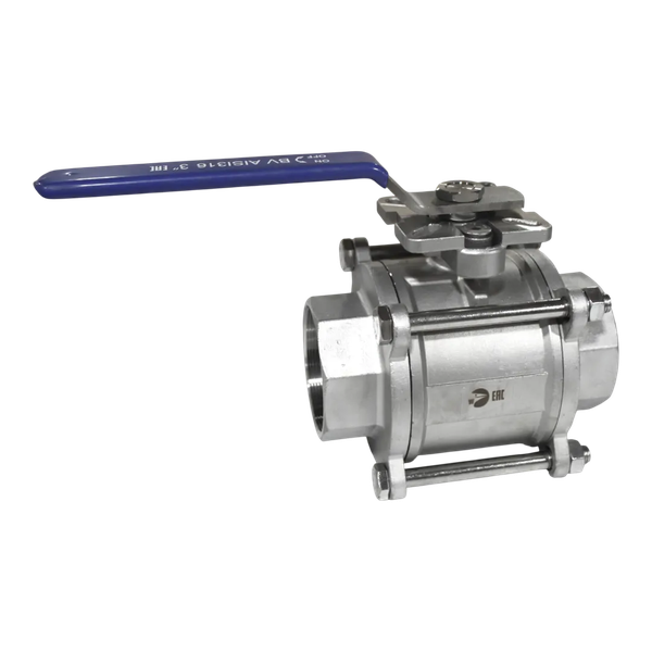 Кран шаровый муфтовый под привод нержавеющий (3PC), AISI304 DN80 (3"), (CF8), PN25