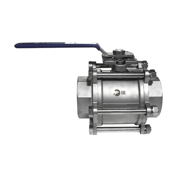 Кран шаровый муфтовый под привод нержавеющий (3PC), AISI316 DN100 (4"), (CF8M), PN25