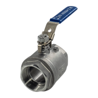 Кран шаровый муфтовый двусоставной с фиксатором нержавеющий (2PC), AISI304 DN50 (2"), (CF8), PN40