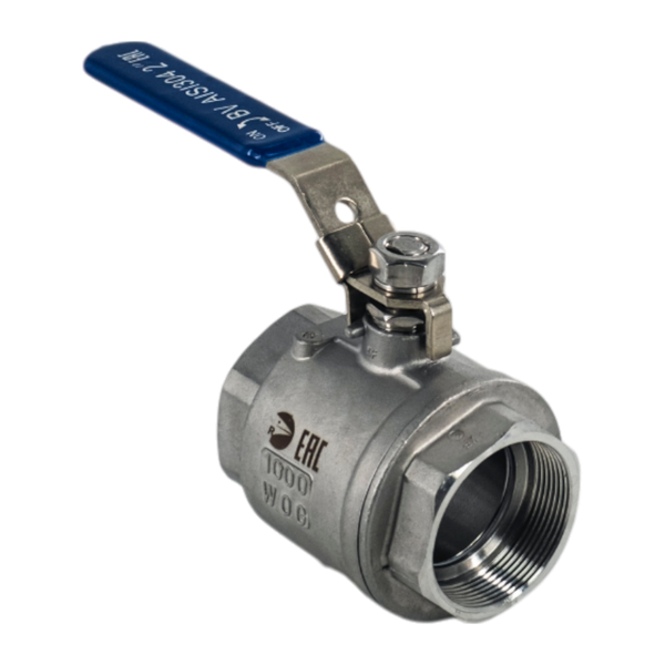 Кран шаровый муфтовый двусоставной с фиксатором нержавеющий (2PC), AISI304 DN50 (2"), (CF8), PN40