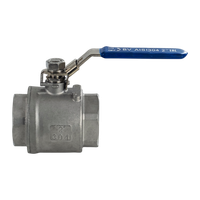Кран шаровый муфтовый двусоставной с фиксатором нержавеющий (2PC), AISI304 DN50 (2"), (CF8), PN40