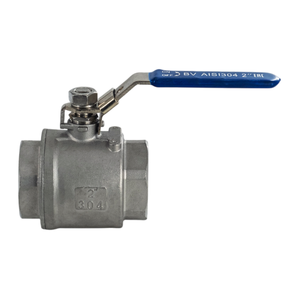 Кран шаровый муфтовый двусоставной с фиксатором нержавеющий (2PC), AISI304 DN50 (2"), (CF8), PN40