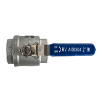 Кран шаровый муфтовый двусоставной с фиксатором нержавеющий (2PC), AISI304 DN50 (2"), (CF8), PN40