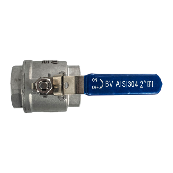 Кран шаровый муфтовый двусоставной с фиксатором нержавеющий (2PC), AISI304 DN50 (2"), (CF8), PN40