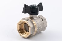 Кран шаровый муфтовый двусоставной латунный никелированный (2PC), DN25 (1"), PN40, ручка-бабочка