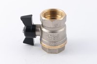 Кран шаровый муфтовый двусоставной латунный никелированный (2PC), DN25 (1"), PN40, ручка-бабочка