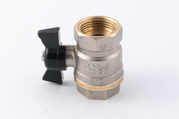 Кран шаровый муфтовый двусоставной латунный никелированный (2PC), DN25 (1"), PN40, ручка-бабочка