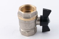 Кран шаровый муфтовый двусоставной латунный никелированный (2PC), DN25 (1"), PN40, ручка-бабочка