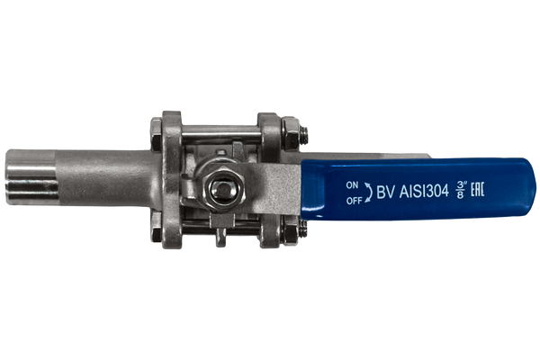 Кран шаровый приварной трехсоставной нержавеющий (3PC), AISI304 DN10 (3/8"), (CF8), PN64