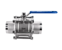 Кран шаровый приварной трехсоставной нержавеющий (3PC), AISI304 DN 100 (4"), (CF8), PN16