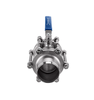 Кран шаровый приварной трехсоставной нержавеющий (3PC), AISI304 DN 100 (4"), (CF8), PN16