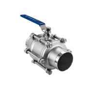 Кран шаровый приварной трехсоставной нержавеющий (3PC), AISI304 DN 100 (4"), (CF8), PN16