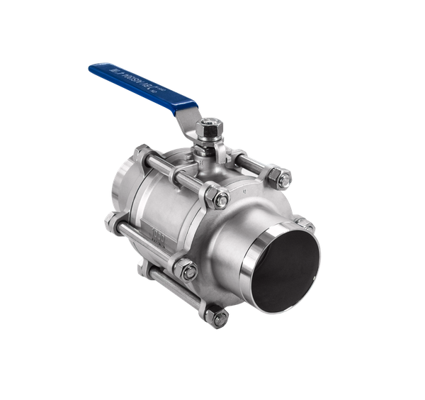 Кран шаровый приварной трехсоставной нержавеющий (3PC), AISI304 DN 100 (4"), (CF8), PN16