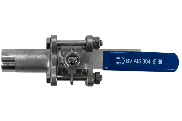 Кран шаровый приварной трехсоставной нержавеющий (3PC), AISI304 DN20 (3/4"), (CF8), PN64