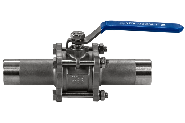 Кран шаровый приварной трехсоставной нержавеющий (3PC), AISI304 DN25 (1"), (CF8), PN64