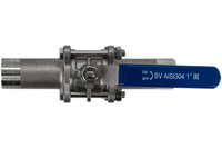 Кран шаровый приварной трехсоставной нержавеющий (3PC), AISI304 DN25 (1"), (CF8), PN64