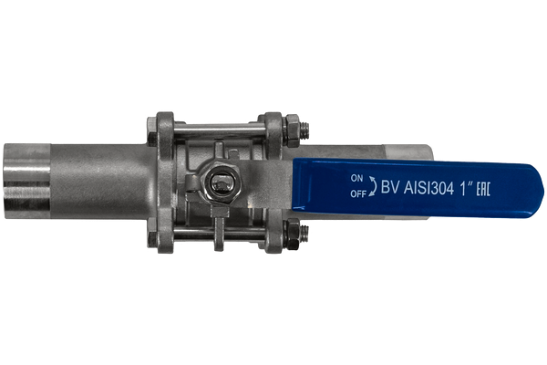 Кран шаровый приварной трехсоставной нержавеющий (3PC), AISI304 DN25 (1"), (CF8), PN64
